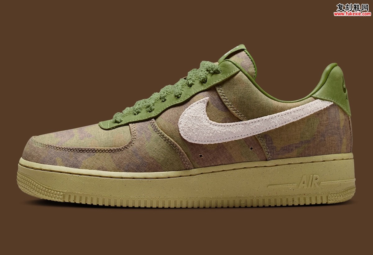 Nike Air Force 1 Low “Asparagus” ‘芦笋’ 配色以迷彩帆布与毛绒细节诠释低调个性