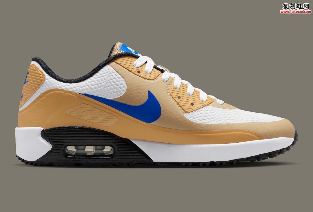 Nike Air Max 90 Golf“白/亚麻色”2026夏季发售,清爽三色搭配Game Royal蓝点缀专业无钉外底