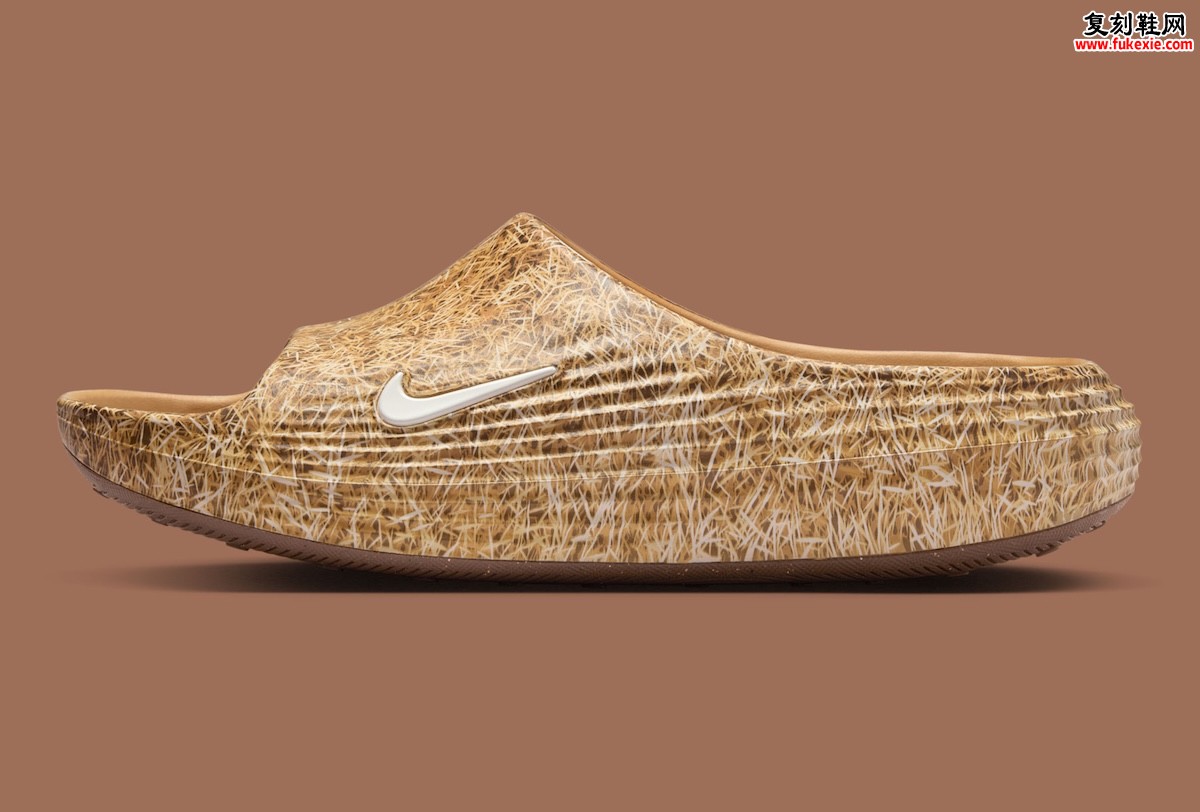 .SWOOSH联名耐克拖鞋将网络热梗“接触草地”变为可穿着的幽默设计