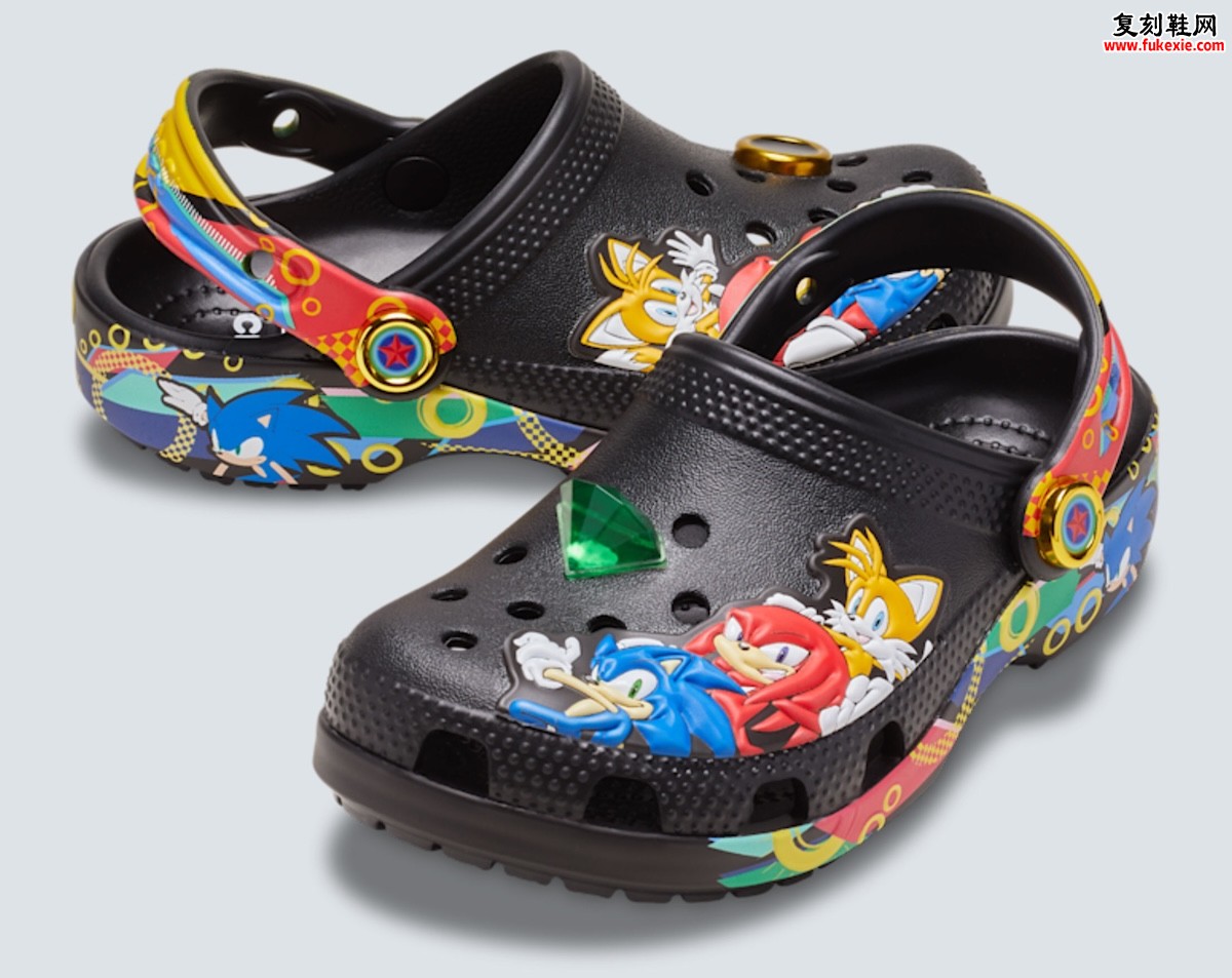 SEGA x Crocs 索尼克洞洞鞋发布，黑色鞋面角色印花，全尺码家庭款，5月19日发售