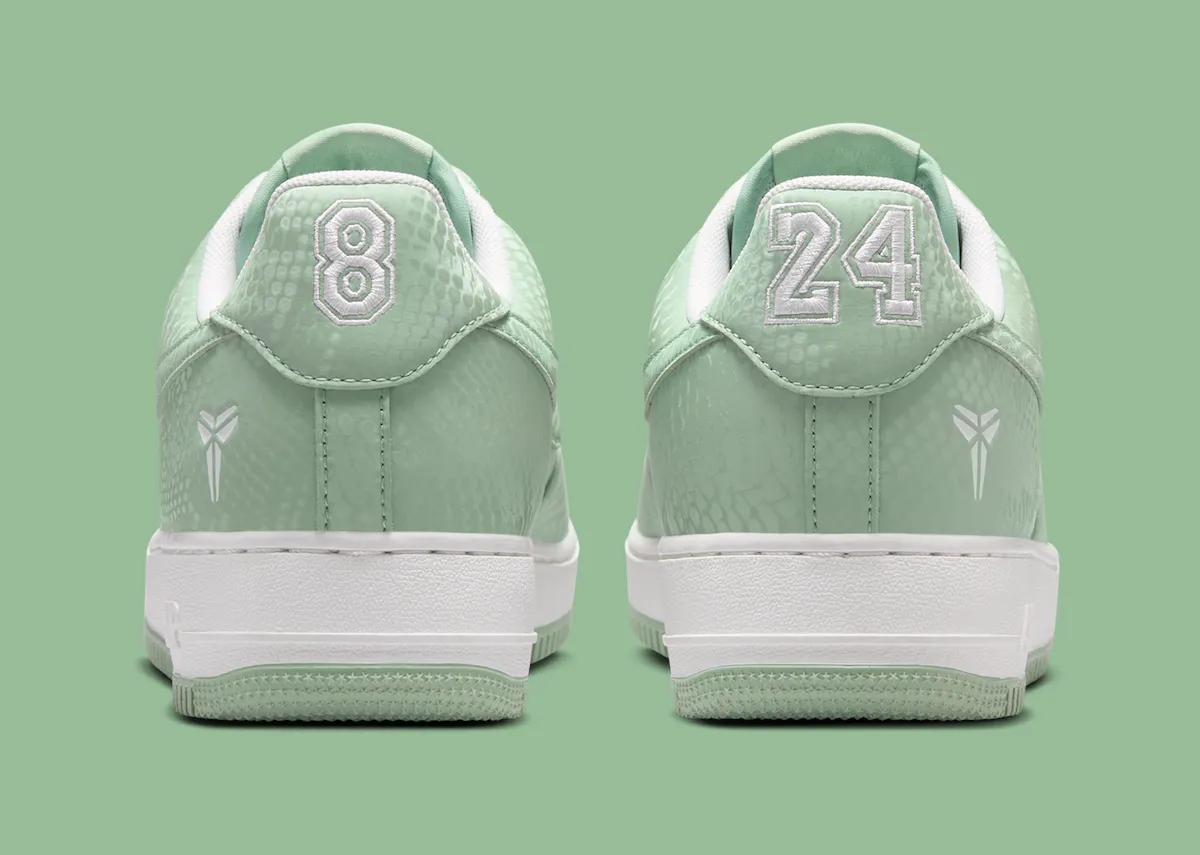 Nike Kobe Air Force 1 Low “Steam”极简美学新作科比剑鞘Logo叠加蒸汽绿蛇纹鞋面致敬传奇