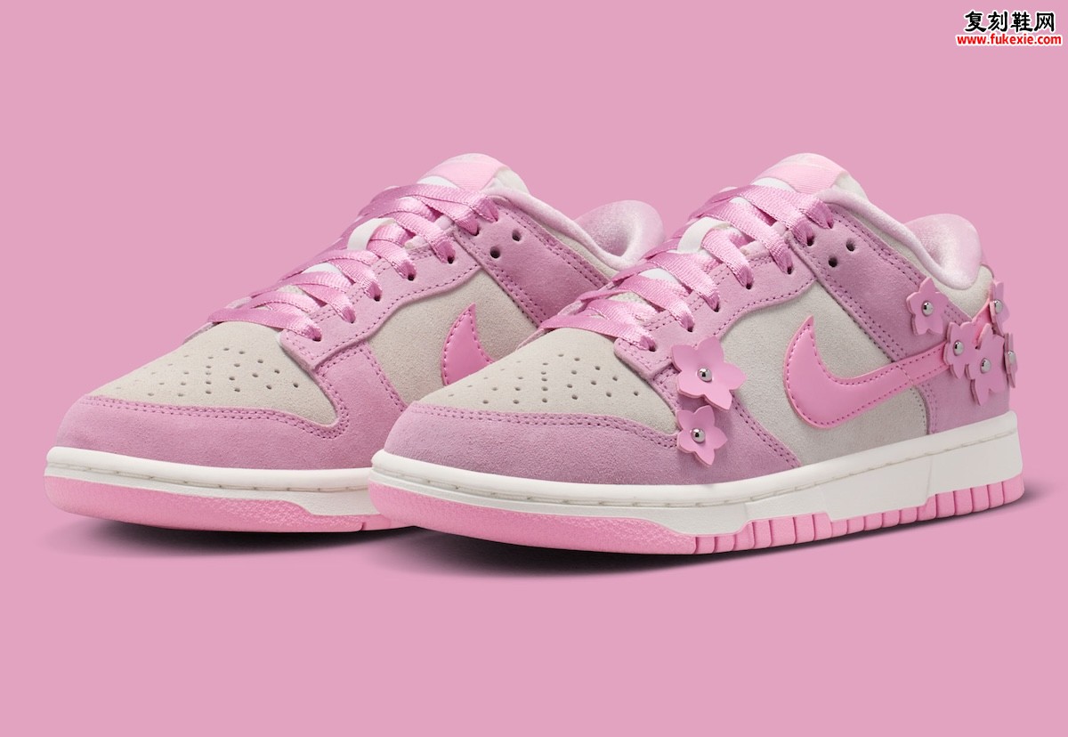 Nike Dunk Low “Pink Flowers”  立体粉花装饰 2026夏季女款前瞻缩略图