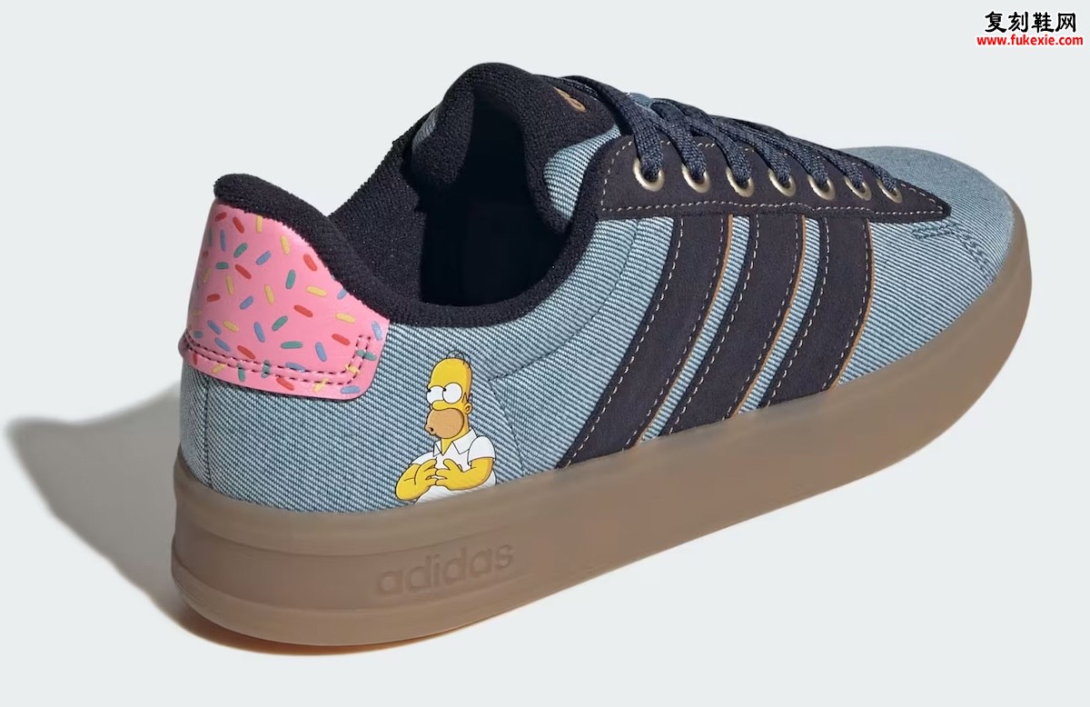 Homer Simpson联名adidas Grand Court登场:粉色甜甜圈后跟成最大彩蛋