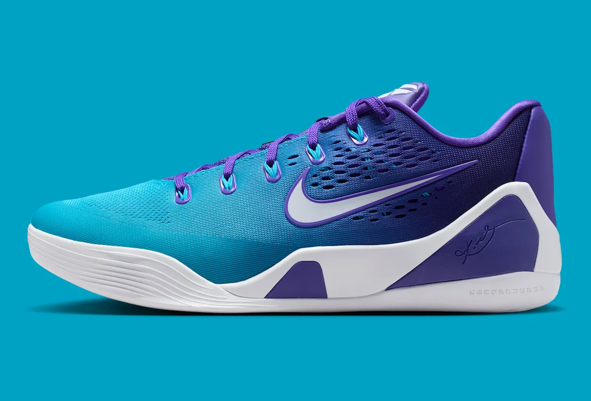 the Nike Kobe 9 Elite Low EM Protro “Draft Day”科比9精英低帮EM Protro“选秀日”紫绿渐变配色