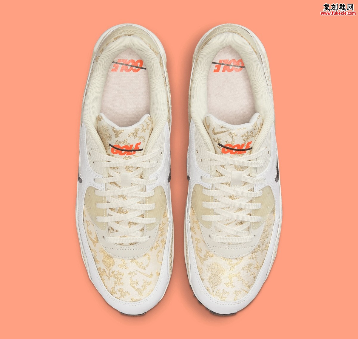 耐克Air Max 90公开赛限定HV4078-100发售，金属金提花+冠军外底诠释高尔夫时尚