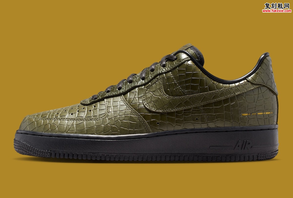 Nike Air Force 1 Low 卡其鳄鱼纹配色 以粗犷皮革重塑经典工装美学