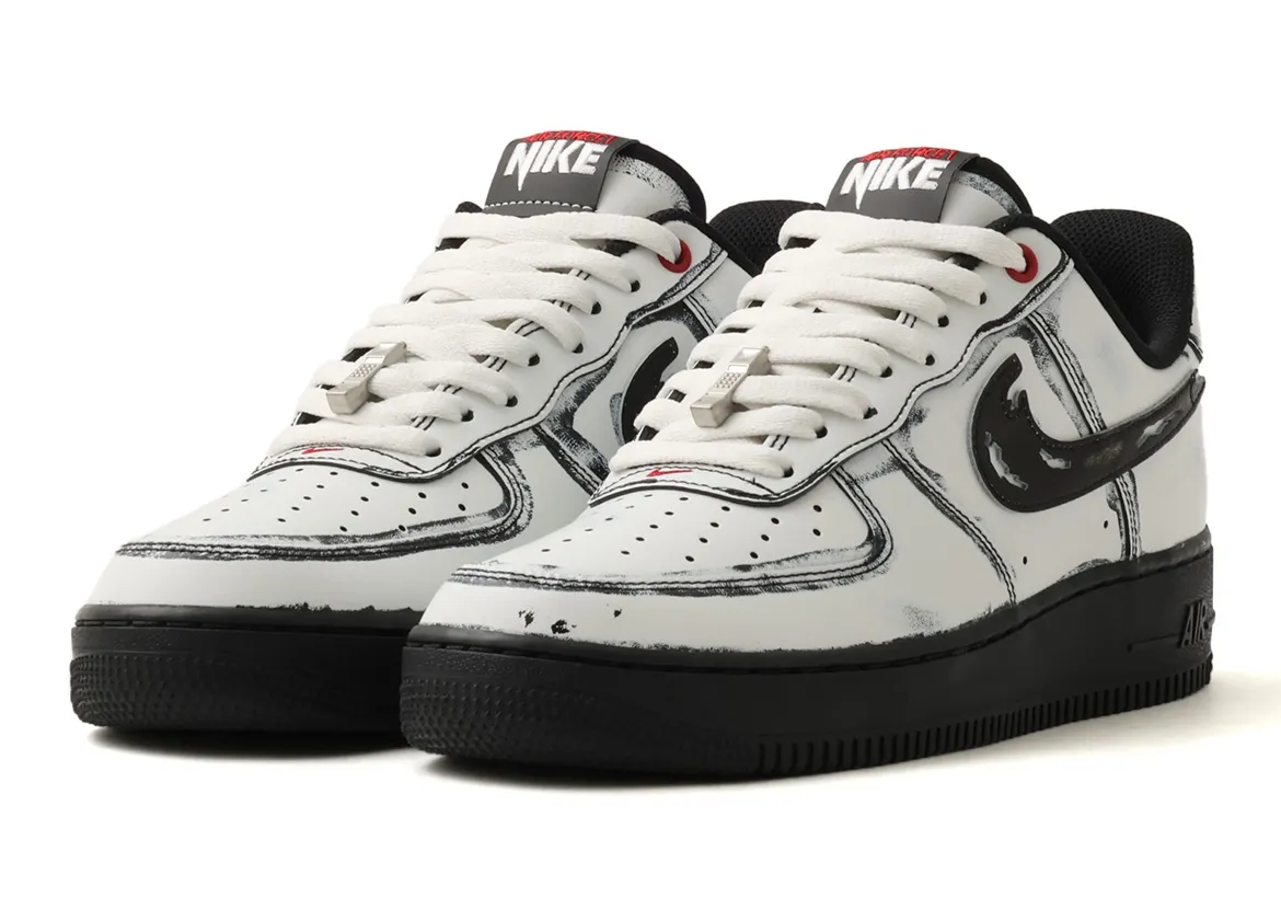 Nike AF1 Low Ghostface 万圣尖叫联名做旧烧焦Swoosh电话吊坠10.26发缩略图