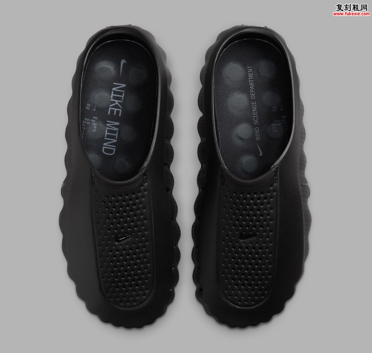 Nike Mind 001 “Triple Black” 全黑配色曝光,黑色鞋面柱状中底22区科技节点融入隐密Swoosh插图3 Nike Mind 001