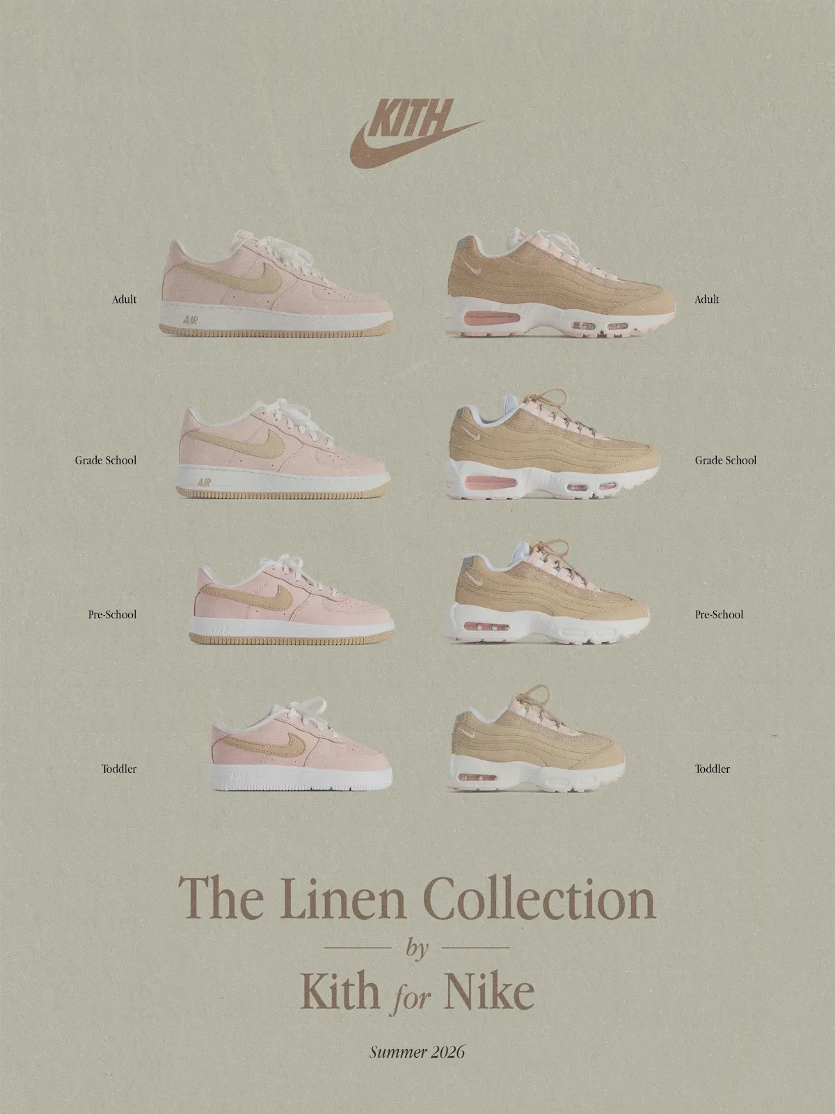 Kith x Nike “Linen” 系列7月20日发售,Un-Linen AF1与AM95共庆25周年传奇配色插图1 Kith x Nike “Linen” 系列7月20日发售,Un-Linen AF1与AM95共庆25周年传奇配色