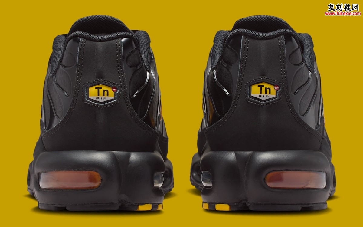 Nike Air Max Plus Premium黑玫瑰金配色 激光橙点睛重塑经典波浪线条