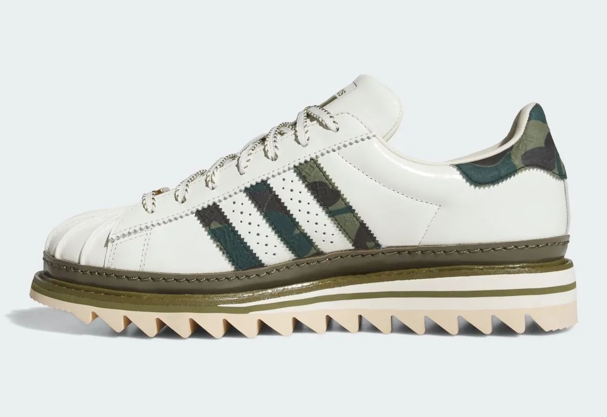 CLOT x BAPE x adidas 三方联名Superstar绿色迷彩鞋款 预计2025年末登场
