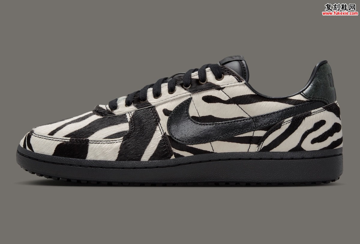 Nike Field General 82 “Zebra” “斑马纹”配色2025年发售，动物印花重塑复古训练鞋
