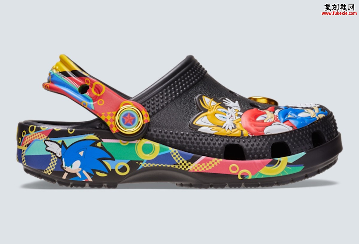SEGA x Crocs 索尼克洞洞鞋发布，黑色鞋面角色印花，全尺码家庭款，5月19日发售