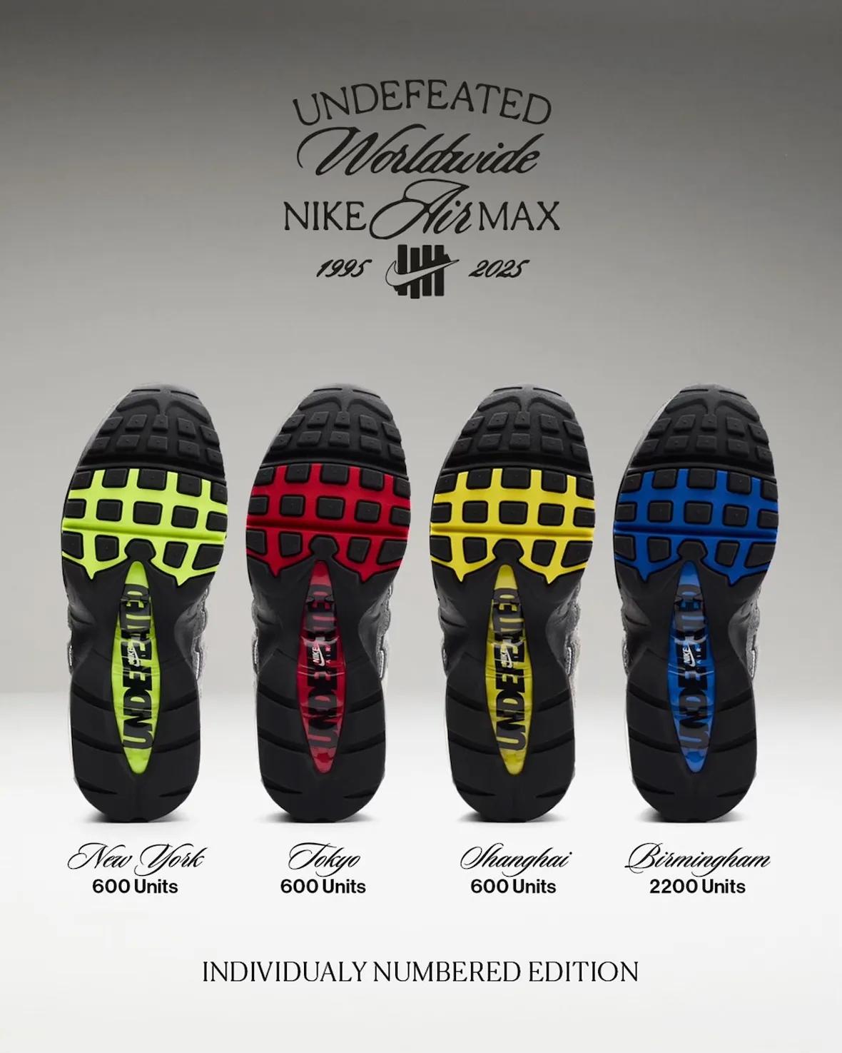 Undefeated x Nike Air Max 95 城市限定套装发布 以极罕数量重现千禧年区域独占辉煌