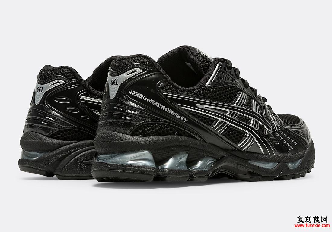 ASICS GEL-KAYANO 14表面黑色和纯银配色 货号：1201A019-006