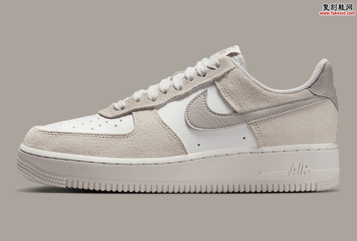 Nike AF1 Low极简新作｜磨砂皮+麂皮双拼｜学院灰白配色发售