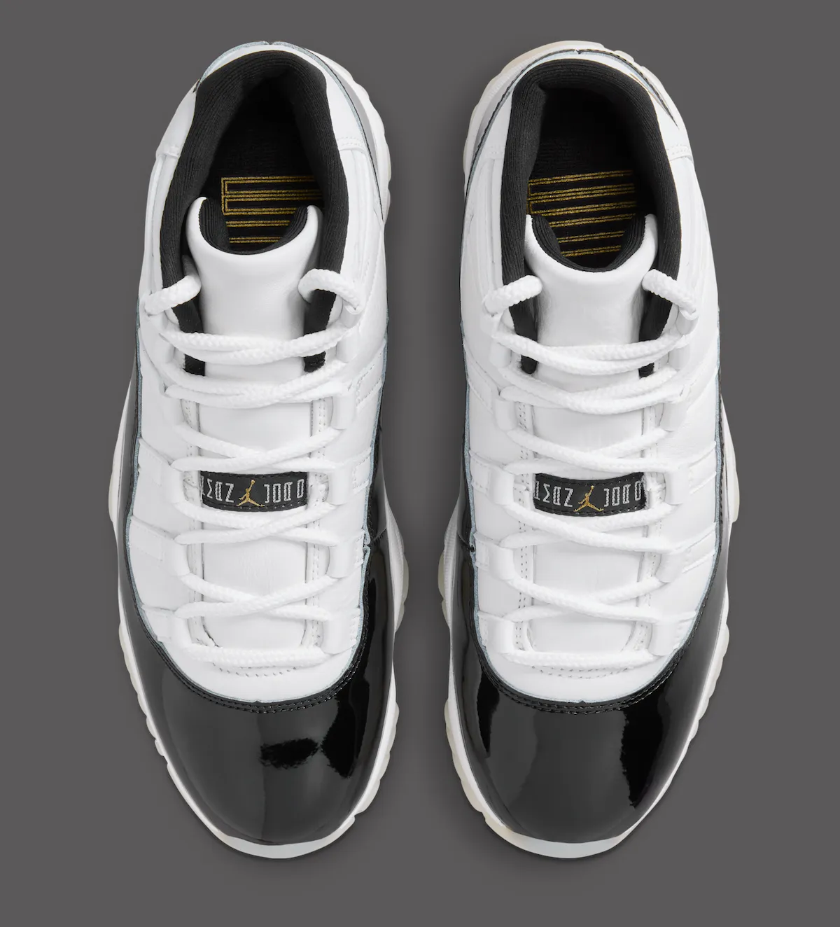 Air Jordan 11 Gratitude金砖康扣白黑荔枝皮鞋面加高漆皮金属金细节致敬乔丹首冠