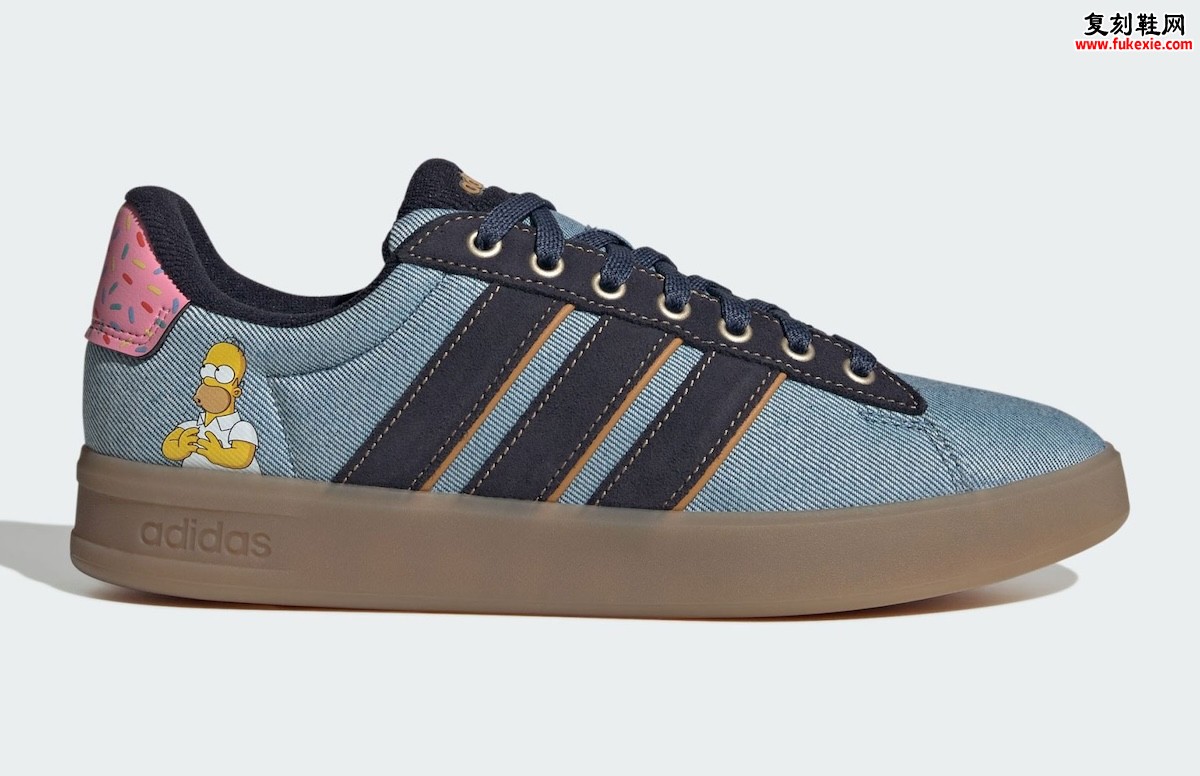 Homer Simpson联名adidas Grand Court登场:粉色甜甜圈后跟成最大彩蛋