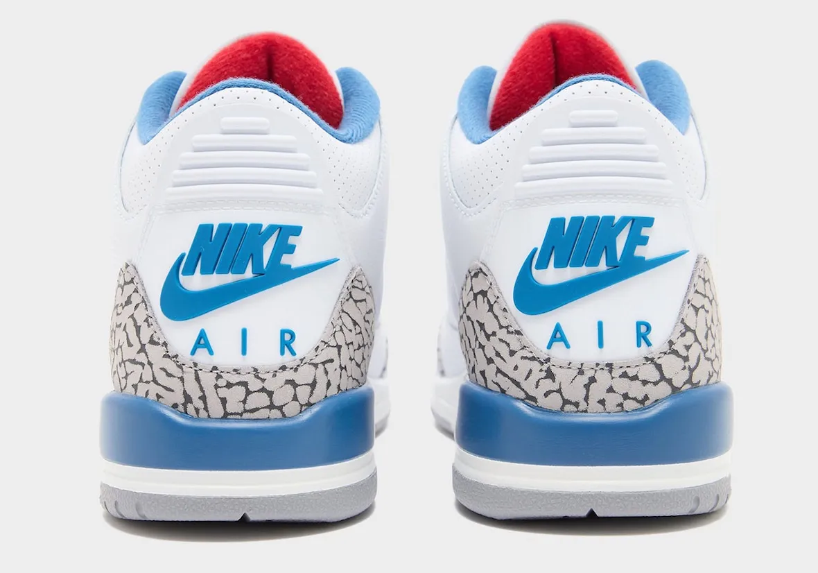 十年等待终归来！Air Jordan 3 True Blue 真蓝配色复刻，白色鞋面红色点缀经典大象纹
