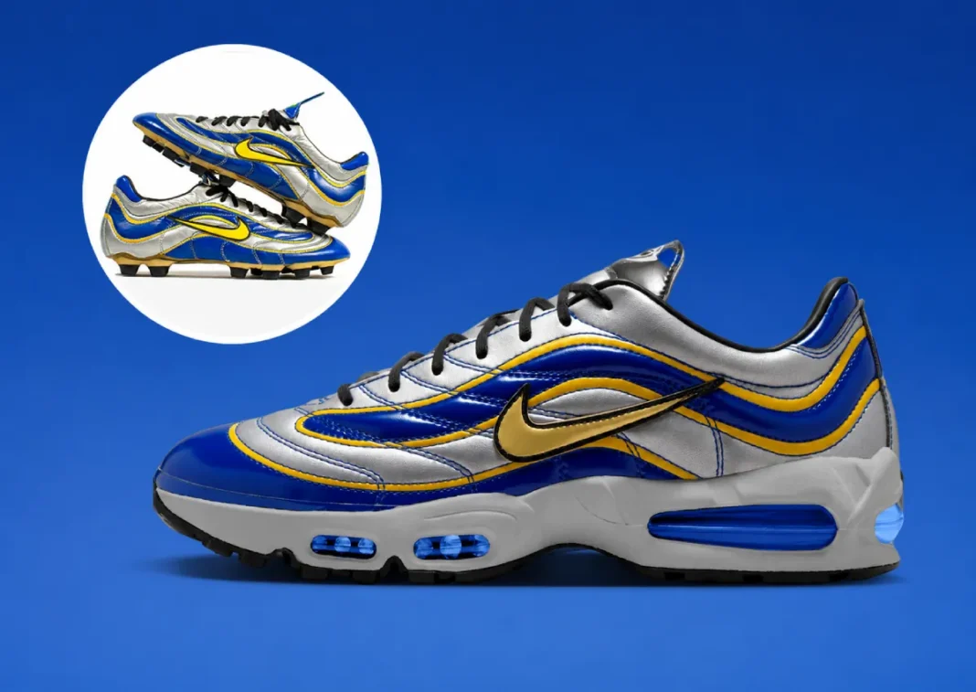 Nike Air Max Joga Bonito R9 银色刺客再现，金属银蓝黄配色致敬1998罗纳尔多战靴缩略图