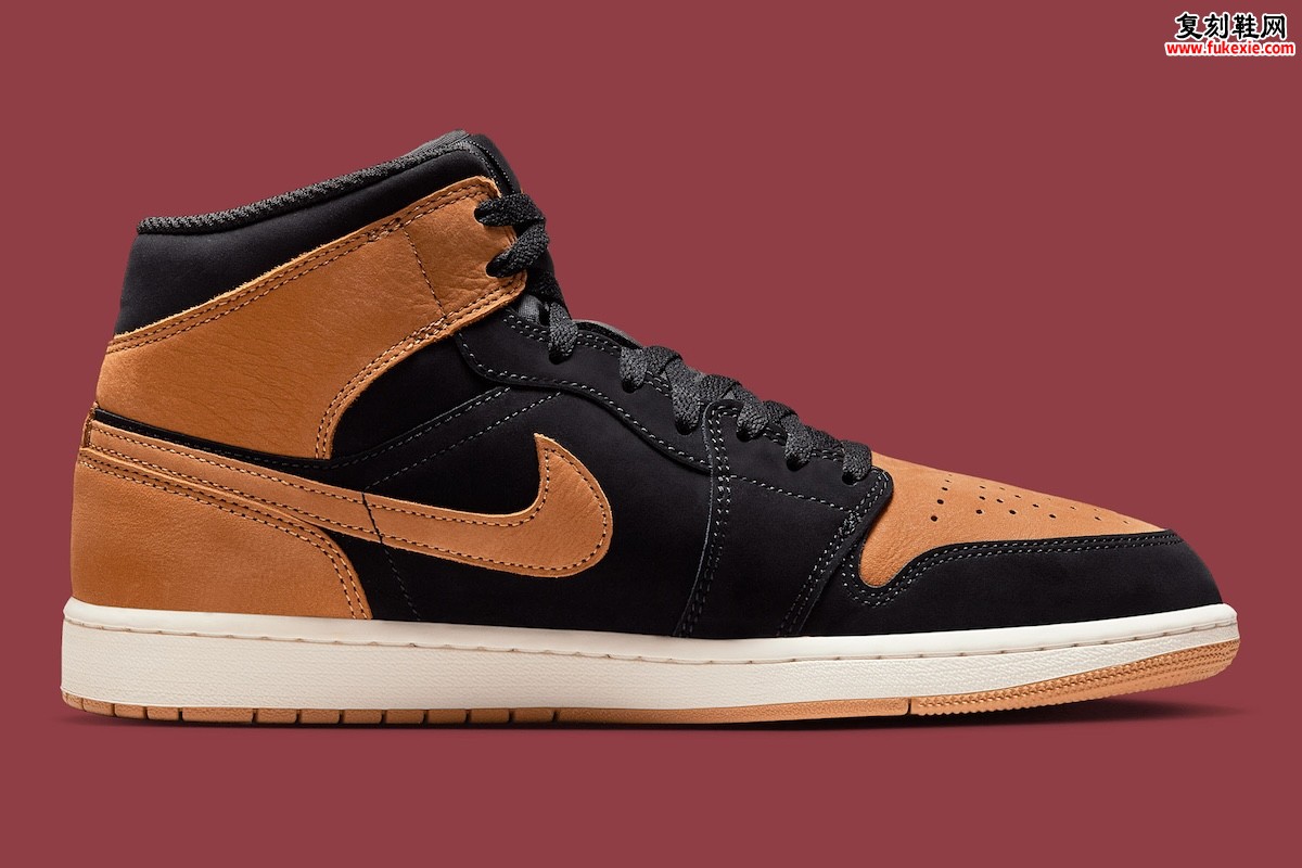 Air Jordan 1 Mid “Black/Flax” 2025夏季发布，经典与创新的完美结合