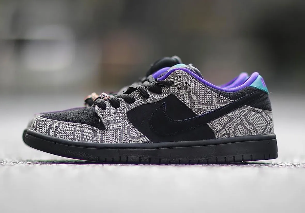 Dashawn Jordan x Nike SB Dunk Low 以紫绿配色与蛇皮纹理书写亚利桑那血脉