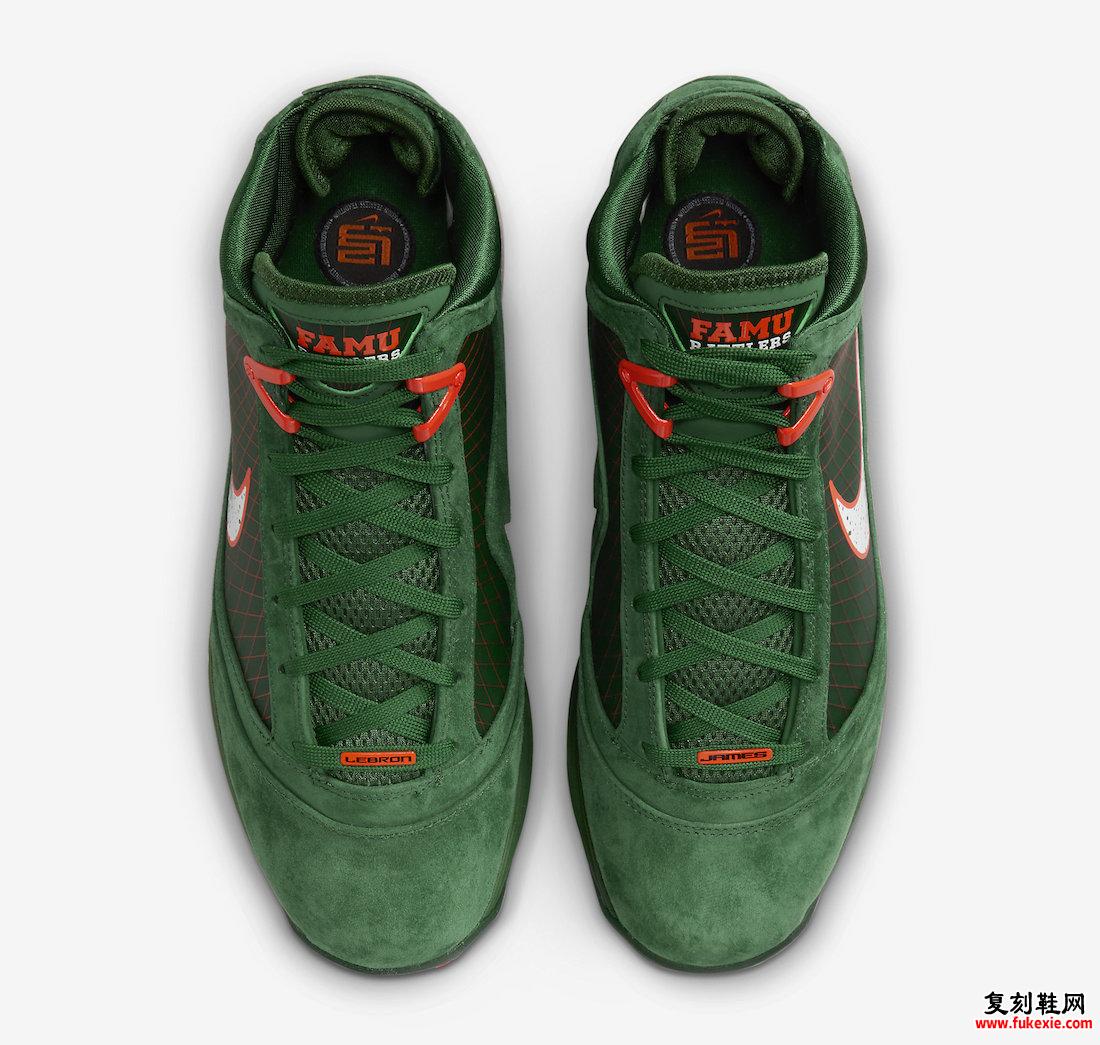 FAMU X NIKE LEBRON 7 “GORGE GREEN” 官方图片释出 货号：DX8554-300