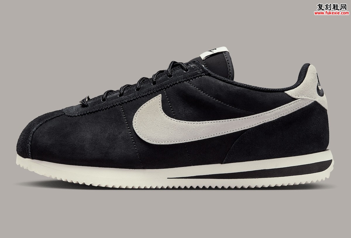 耐克Cortez Black/Sail 2025夏季复古运动鞋经典回归磨砂皮革绒面革限量版