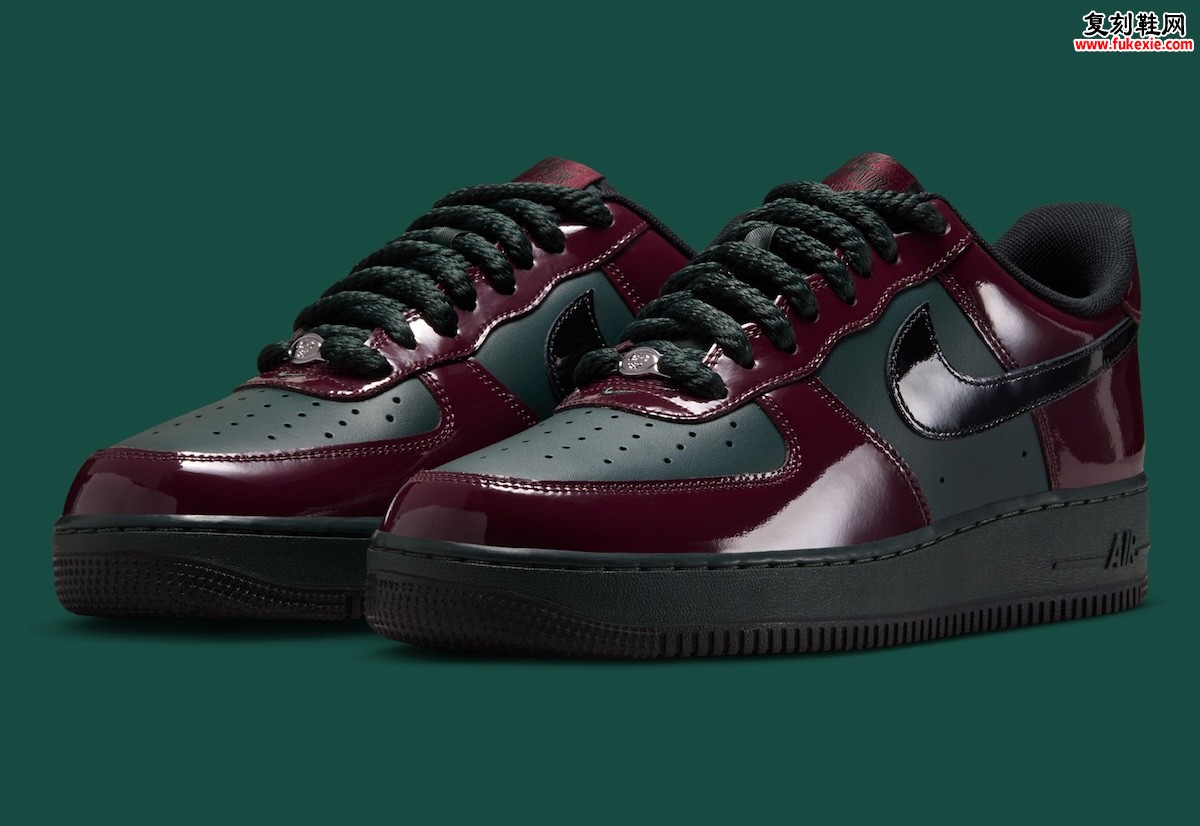 Nike Air Force 1 Low Patent “Beef And Broccoli”牛肉西兰花漆皮AF1秋冬暗红深云杉绿复古配色独家评测缩略图