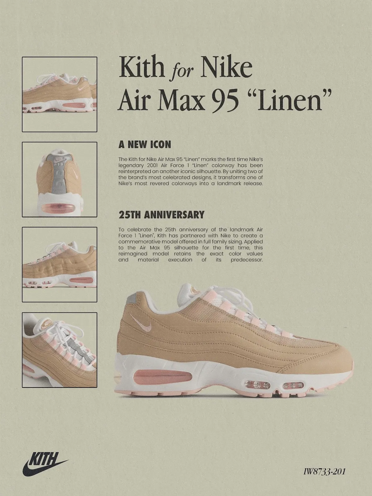 Kith x Nike “Linen” 系列7月20日发售,Un-Linen AF1与AM95共庆25周年传奇配色插图5 Kith x Nike “Linen” 系列7月20日发售,Un-Linen AF1与AM95共庆25周年传奇配色
