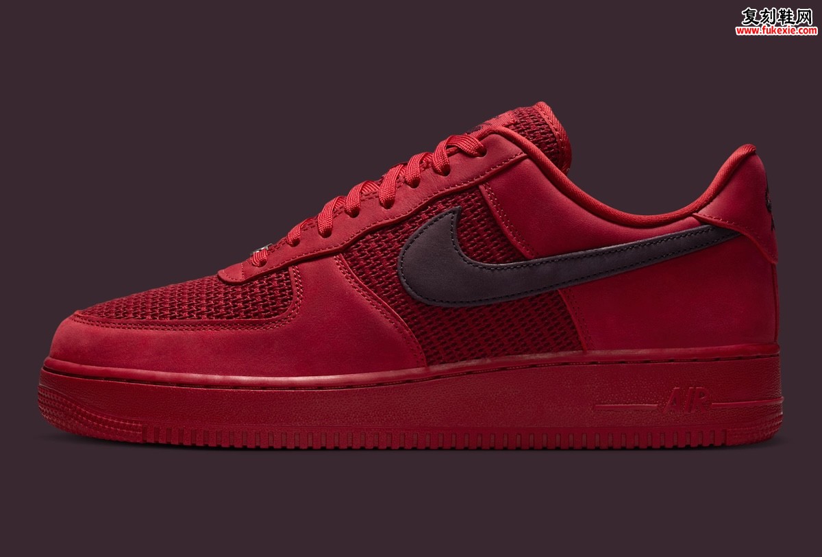全红编织鞋面,Nike Air Force 1 Low Woven “Tough Red” 双层红色金属鞋带扣,2026夏季登场插图1 全红编织鞋面,Nike Air Force 1 Low Woven “Tough Red” 双层红色金属鞋带扣,2026夏季登场