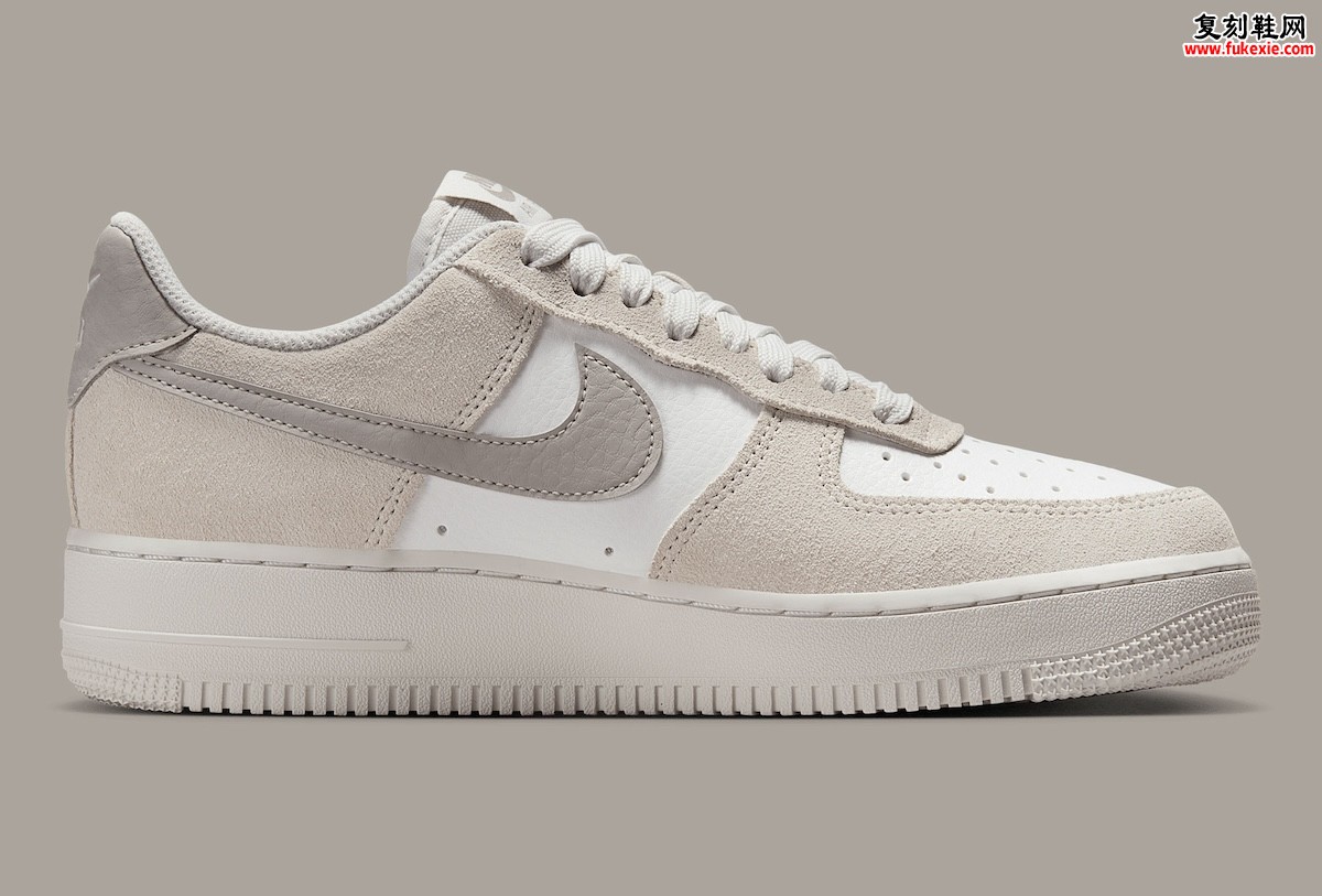 Nike AF1 Low极简新作｜磨砂皮+麂皮双拼｜学院灰白配色发售