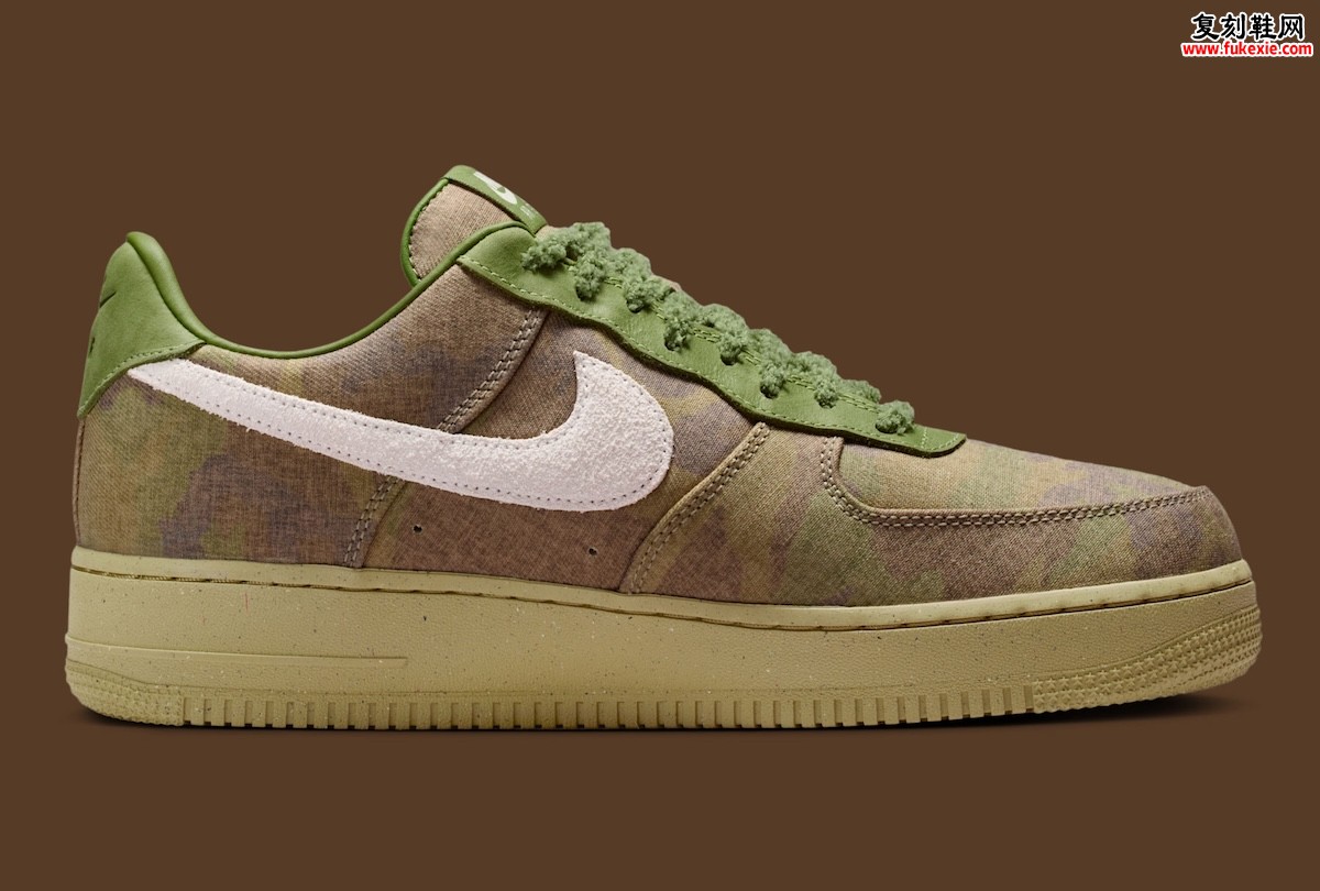 Nike Air Force 1 Low “Asparagus” ‘芦笋’ 配色以迷彩帆布与毛绒细节诠释低调个性
