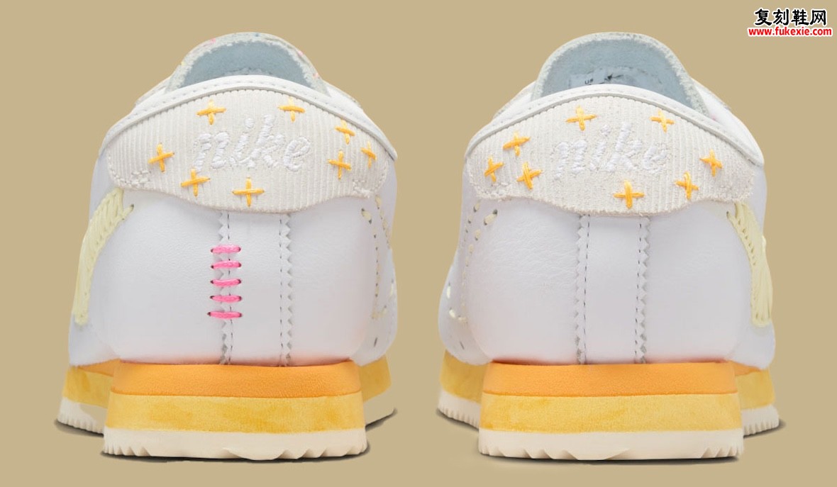 耐克2026春季推出Cortez皮革“白/椰奶”配色：以外露缝线与绳绣Swoosh精修经典廓形