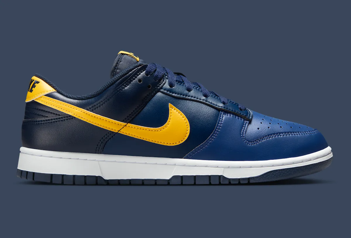 疯狂三月迎甜蜜时刻：Nike Dunk Low“密歇根大学”海军蓝玉米黄配色即将发售