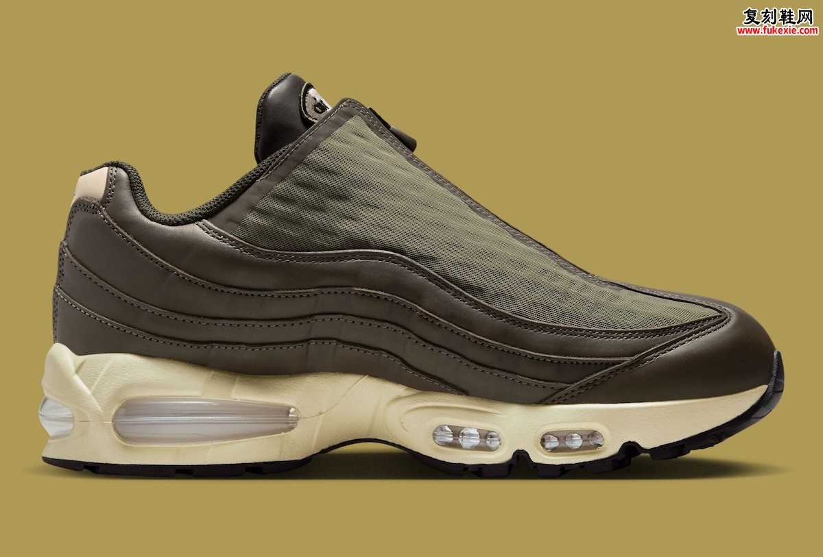 军事机能拉链设计Nike Air Max 95 “Medium Olive” 橄榄绿配色2026夏季发售复古跑鞋焕新升级