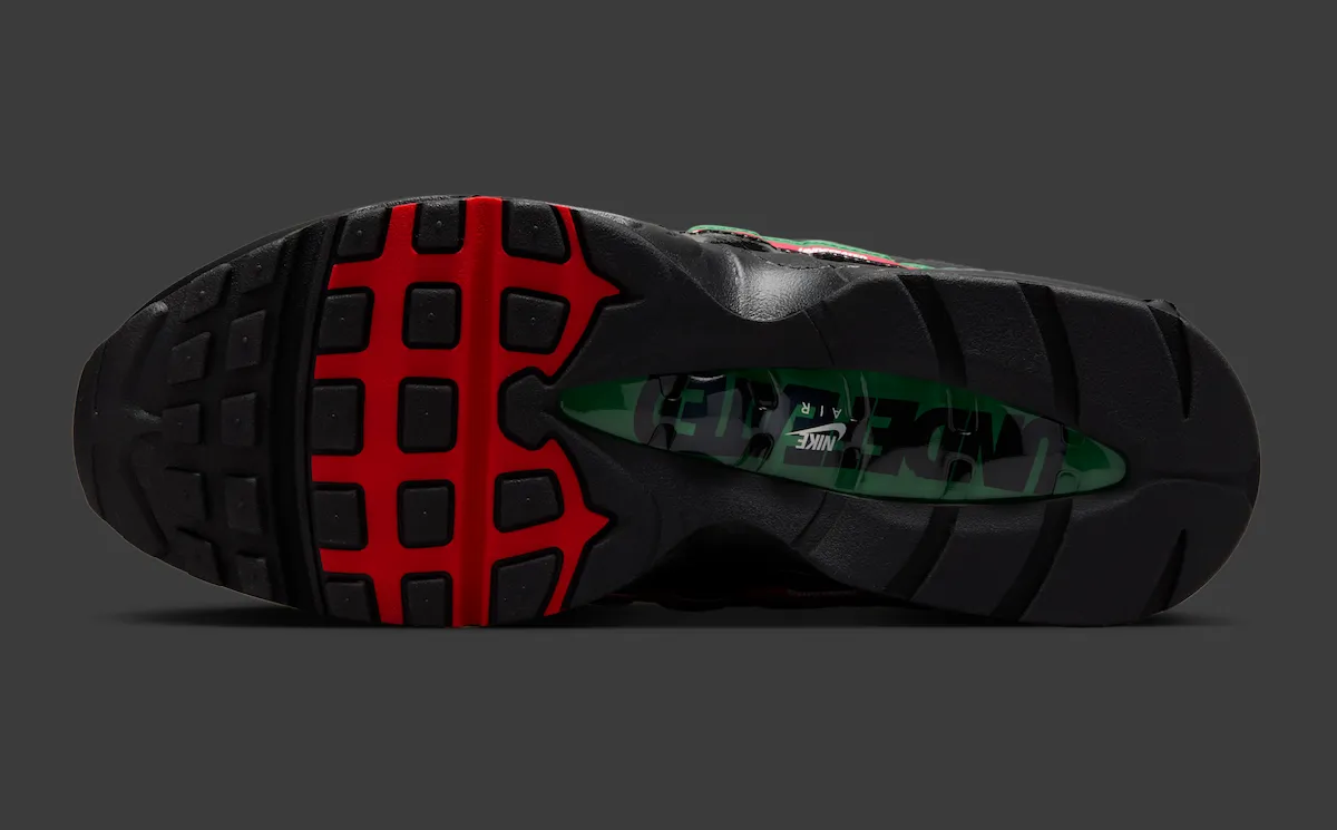 Undefeated联名耐克Air Max 95黑色款 红绿赛车条纹致敬30周年