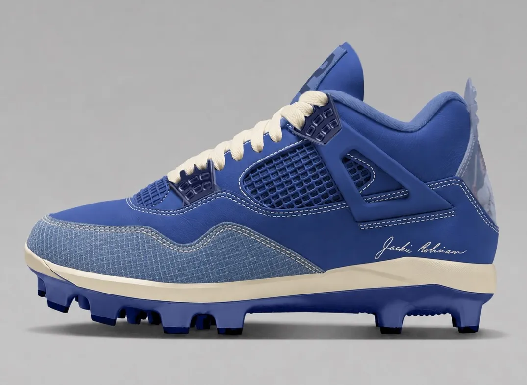 Air Jordan 4 MCS “Jackie Robinson”杰基·罗宾逊AJ4棒球钉鞋首度公开市售，2027夏季限量登场