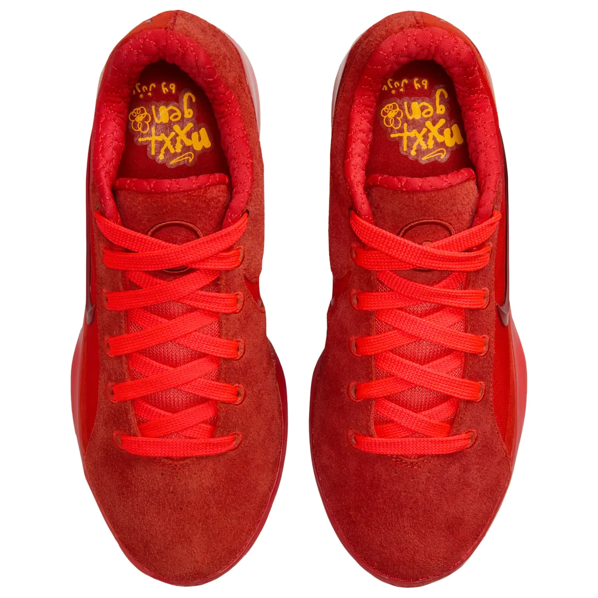JuJu Watkins LeBron NXXT Gen Light Crimson top view branding