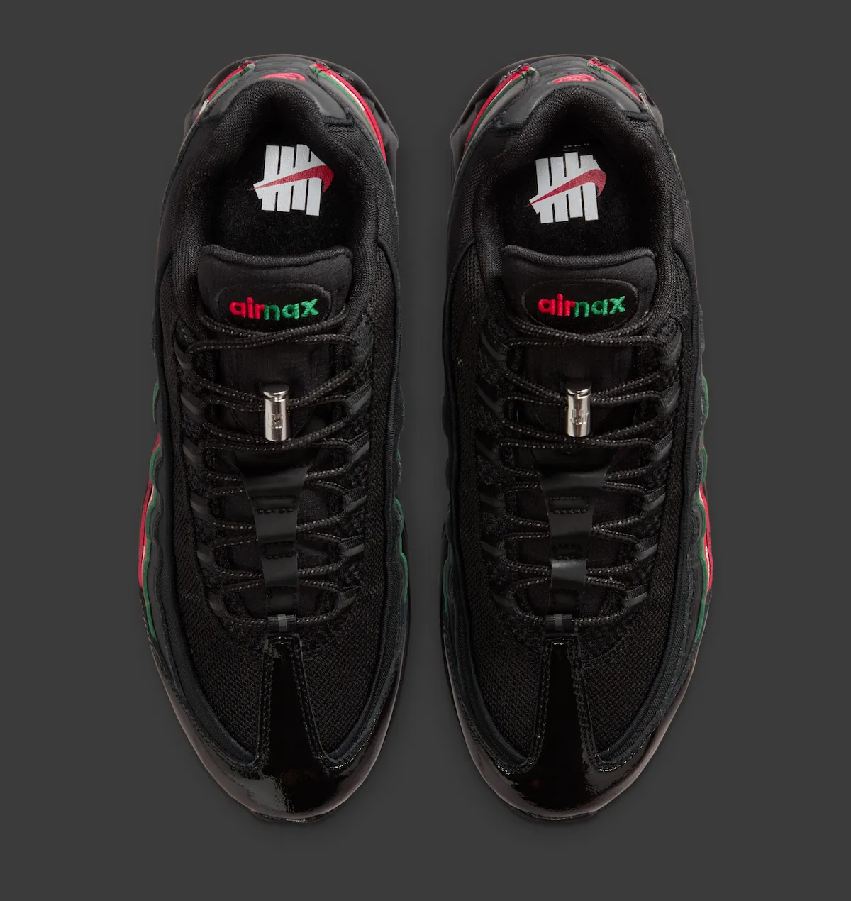 Undefeated联名耐克Air Max 95黑色款 红绿赛车条纹致敬30周年