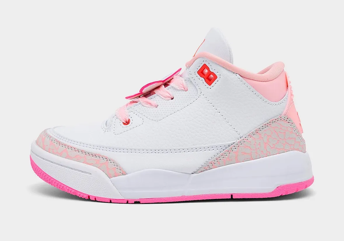 春日花开童趣:Air Jordan 3 ‘Spring Flowers’ 以粉白配色与花朵配件装点儿童专属四月