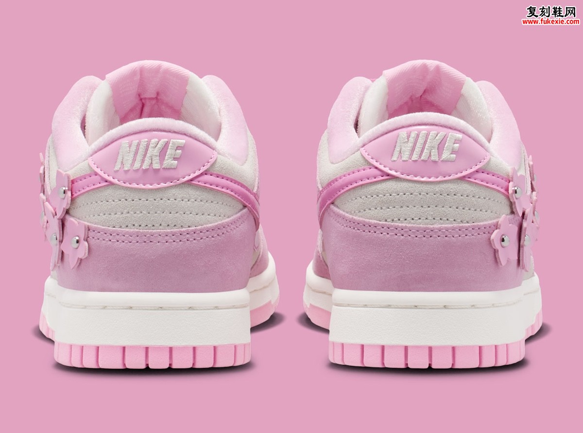 Nike Dunk Low “Pink Flowers” 立体粉花装饰 2026夏季女款前瞻插图4 Nike Dunk Low “Pink Flowers” 立体粉花装饰 2026夏季女款前瞻