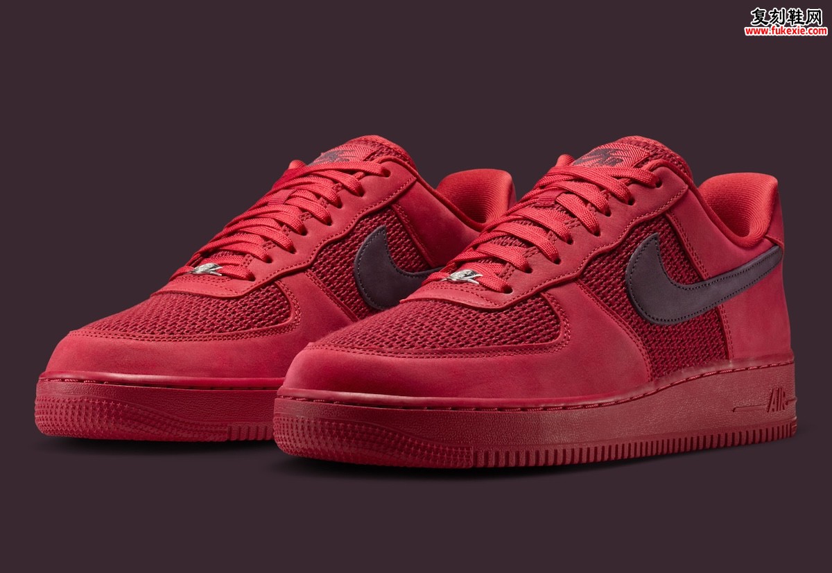 全红编织鞋面，Nike Air Force 1 Low Woven “Tough Red” 双层红色金属鞋带扣，2026夏季登场缩略图