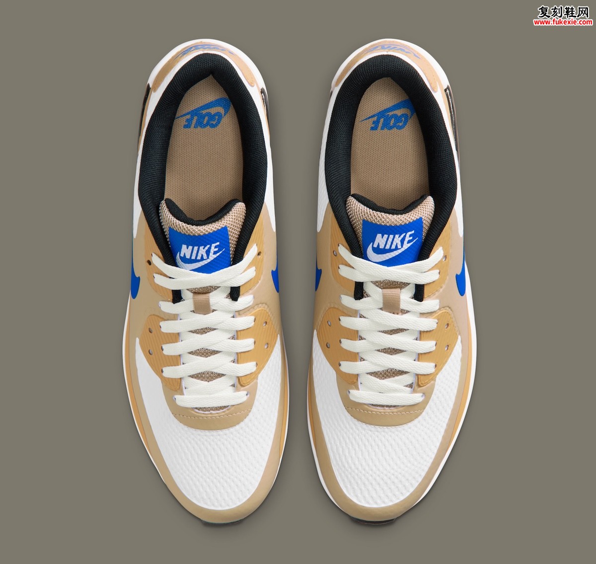 Nike Air Max 90 Golf“白/亚麻色”2026夏季发售,清爽三色搭配Game Royal蓝点缀专业无钉外底