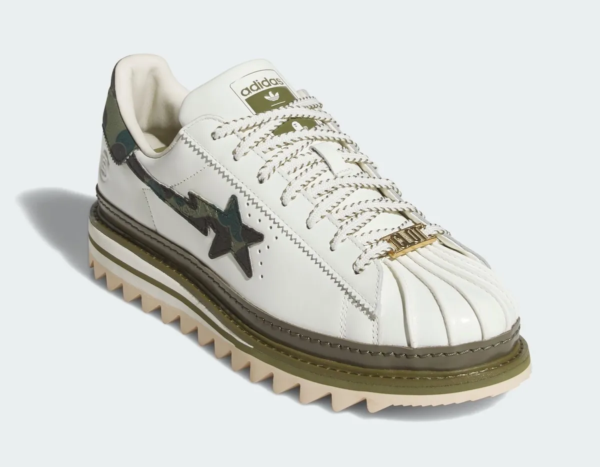 CLOT x BAPE x adidas 三方联名Superstar绿色迷彩鞋款 预计2025年末登场