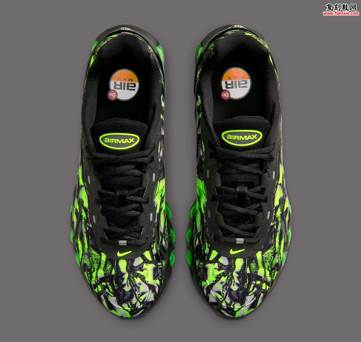 Nike Air Max Dn8 “Black Neon” 黑霓虹配色，黑色大理石纹搭配荧光绿气垫，致敬Air Max 95