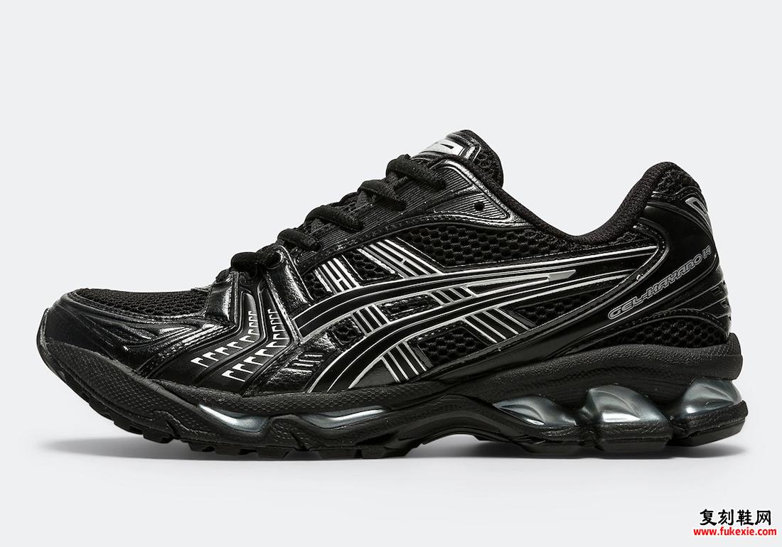 ASICS GEL-KAYANO 14表面黑色和纯银配色 货号：1201A019-006