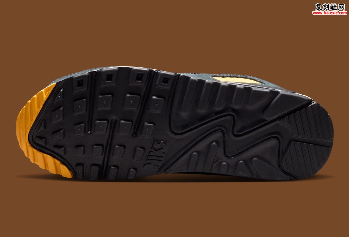 Nike Air Max 90 “Yellow Plaid”‘黄格子’踝部黑鞋身绒面牛巴革黄钩白中底2026夏$135插图5 Nike Air Max 90 “Yellow Plaid”‘黄格子’踝部黑鞋身绒面牛巴革黄钩白中底2026夏$135