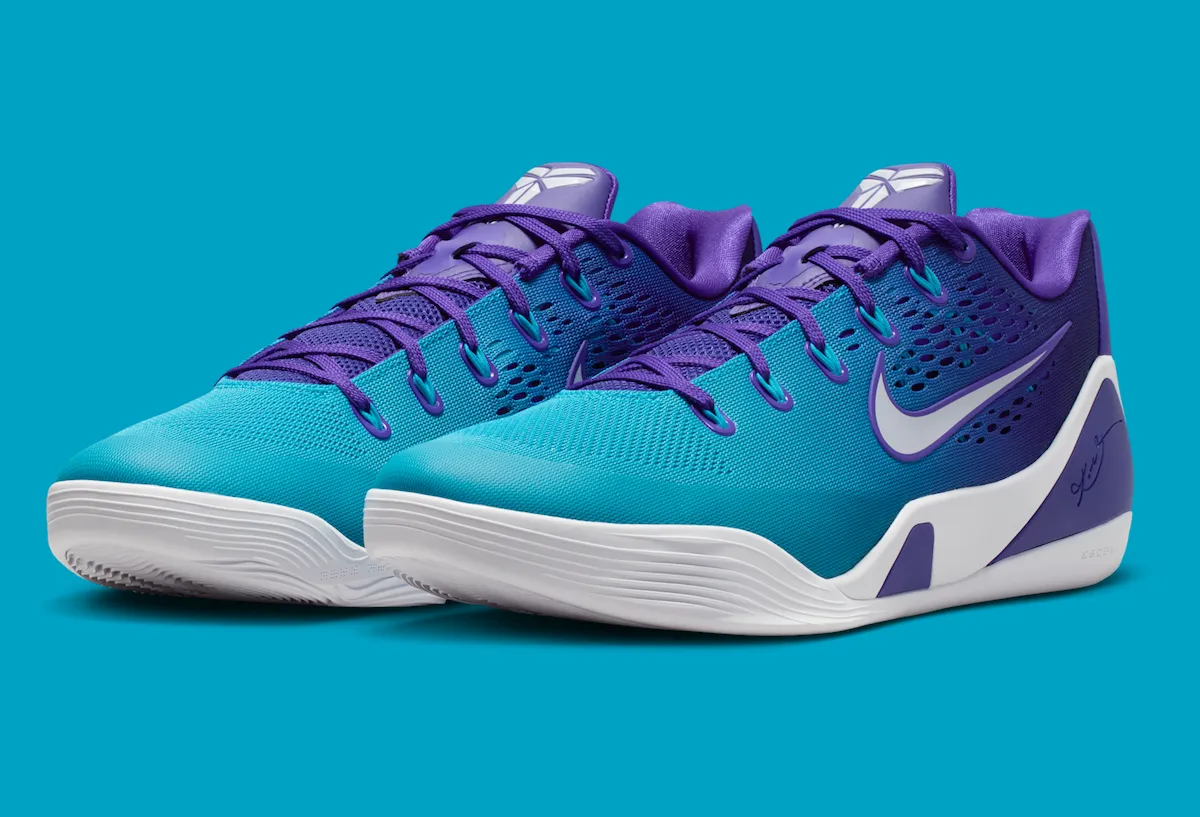 the Nike Kobe 9 Elite Low EM Protro “Draft Day”科比9精英低帮EM Protro“选秀日”紫绿渐变配色