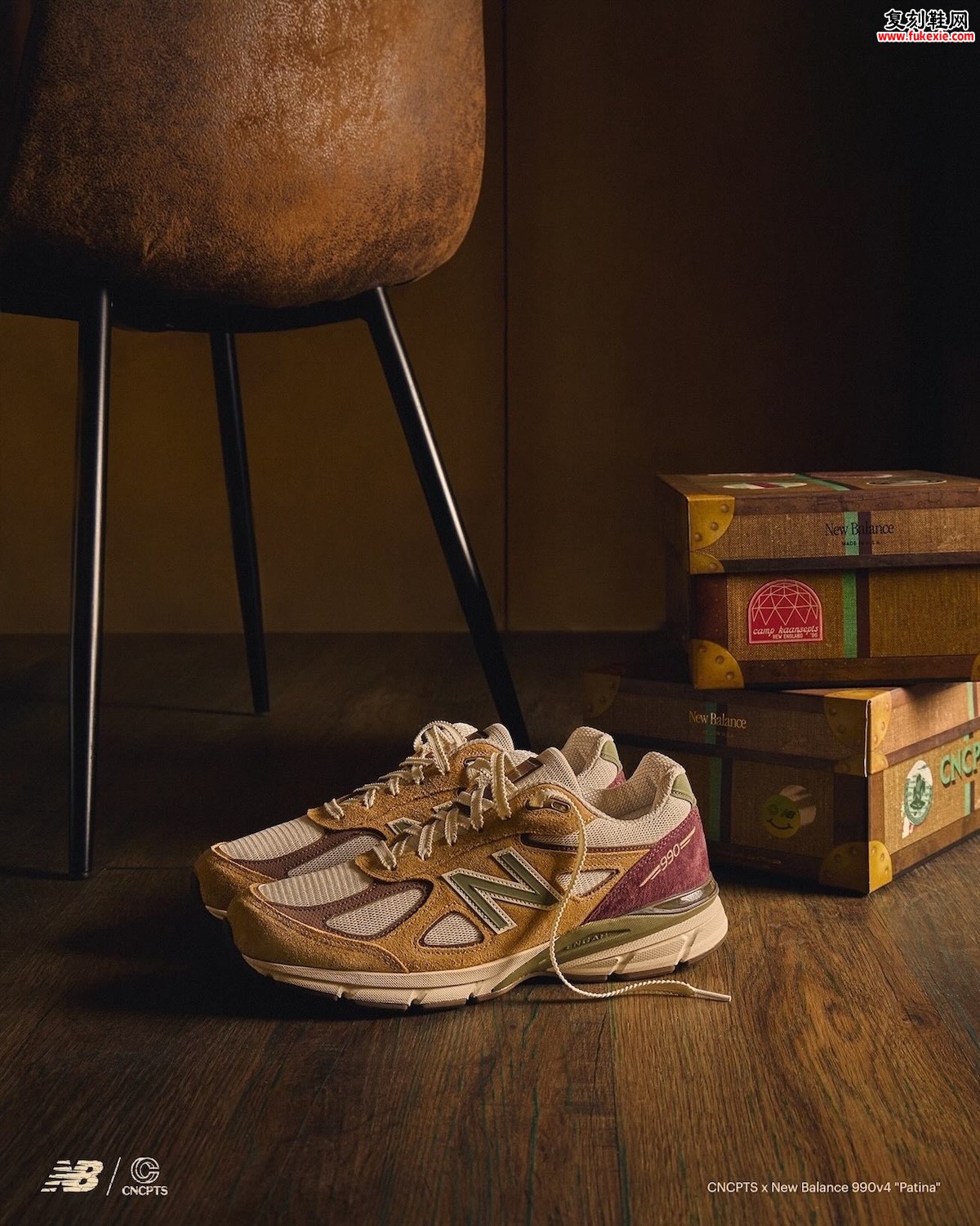 CNCPTS × New Balance 990v4 “Patina” 蜡面麂皮联名,配色灵感来自古董家具与传世厨具插图4 CNCPTS × New Balance 990v4 “Patina” 蜡面麂皮联名,配色灵感来自古董家具与传世厨具